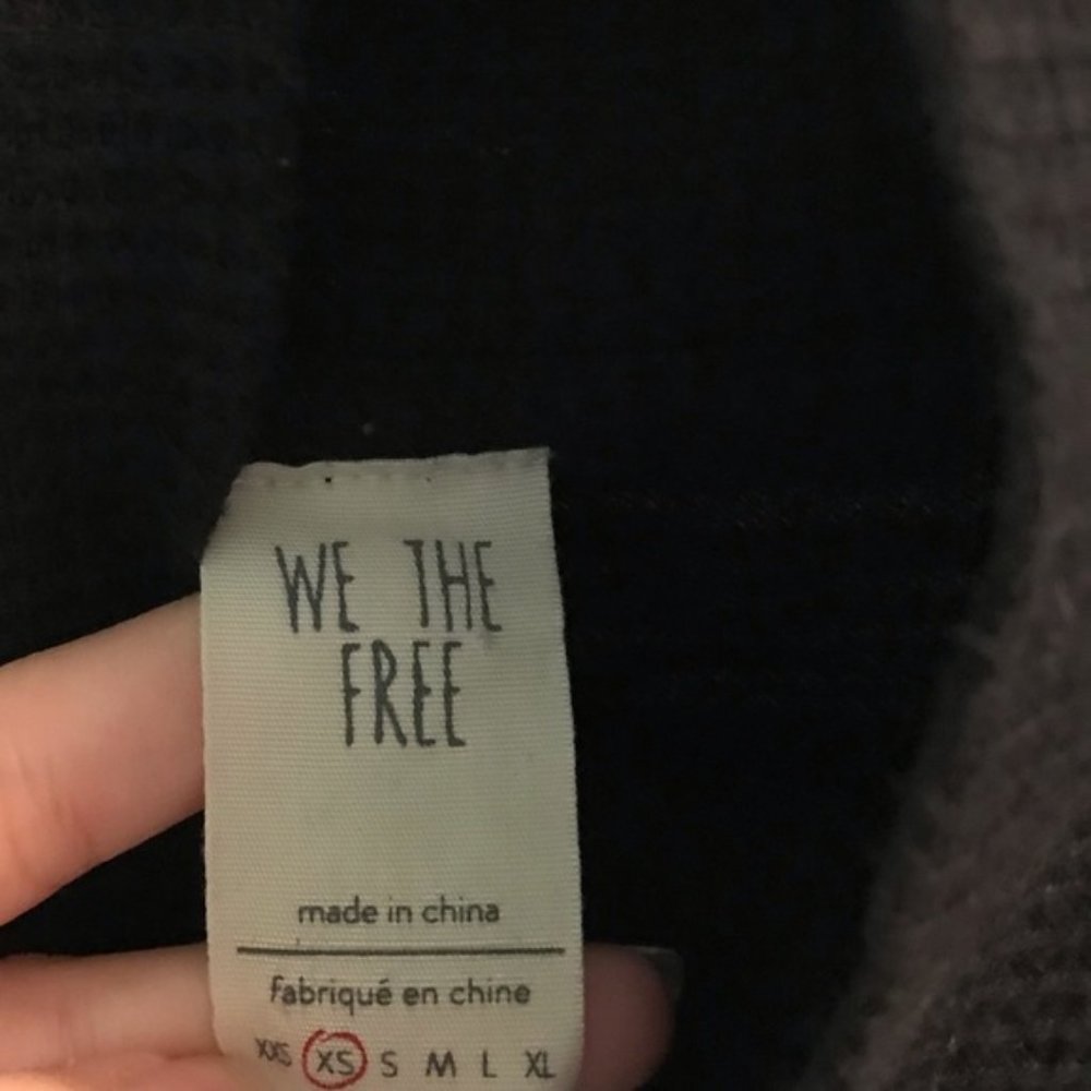 FREE PEOPLE We The Free Marigold Waffle Knit Thermal Turtle Top in Black XS - Picture 10 of 11